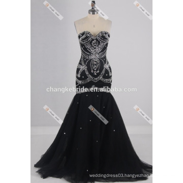 Luxury Strapless Chiffon Beaded Evening Dress Sexy Backless Mermaid Dress Train Sequined Formal Occasion Dress